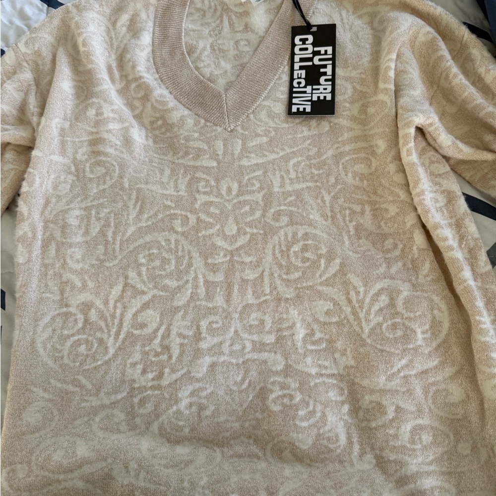 Future Collective Beige Patterned Sweater